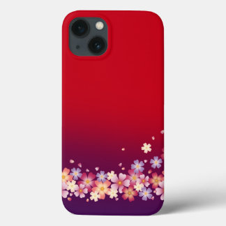 Mixed Sakura Blossoms Kimono Style Red & Purple iPhone 13 Case
