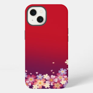 Mixed Sakura Blossoms Kimono Style Red & Purple iPhone 13 Case