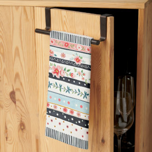 Mixed shabby chic patterns kitchen towel