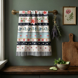 Mixed shabby chic patterns kitchen towel