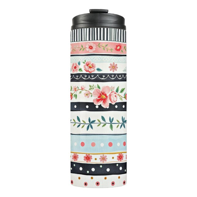 Mixed shabby chic patterns thermal tumbler (Front)