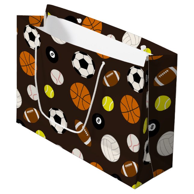 Mixed Sports tiled themed pattern gift bag (Front Angled)