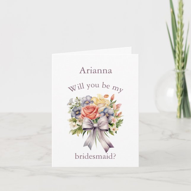 Mixed Spring Bouquet Bright Floral Will You Be Thank You Card (Front)