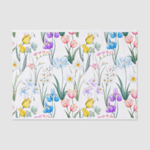 Mixed Spring Flowers, Daffodils Botanical Tissue Paper