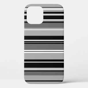 Mixed Striped Pattern Black White Greys iPhone 12 Pro Case