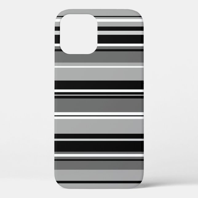 Mixed Striped Pattern Black White Greys Case-Mate iPhone Case (Back)