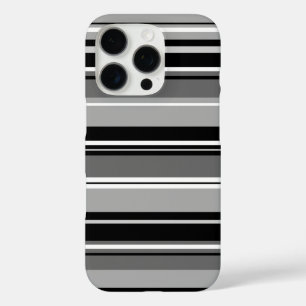 Mixed Striped Pattern Black White Greys iPhone 16 Pro Case