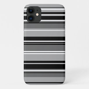 Mixed Striped Pattern Black White Greys iPhone 11 Case