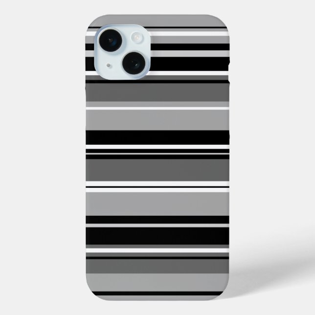 Mixed Striped Pattern Black White Greys Case-Mate iPhone Case (Back)