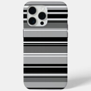 Mixed Striped Pattern Black White Greys iPhone 15 Pro Max Case