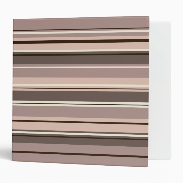 Mixed Striped Pattern Browns Taupe Creams Binder (Front/Inside)