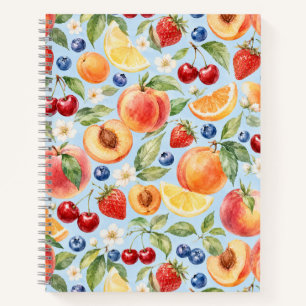 Mixed Summer Fruit Watercolor Pattern Notebook