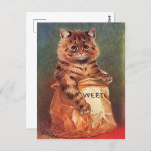 Mixed Sweets Cat by Louis Wain Postcard