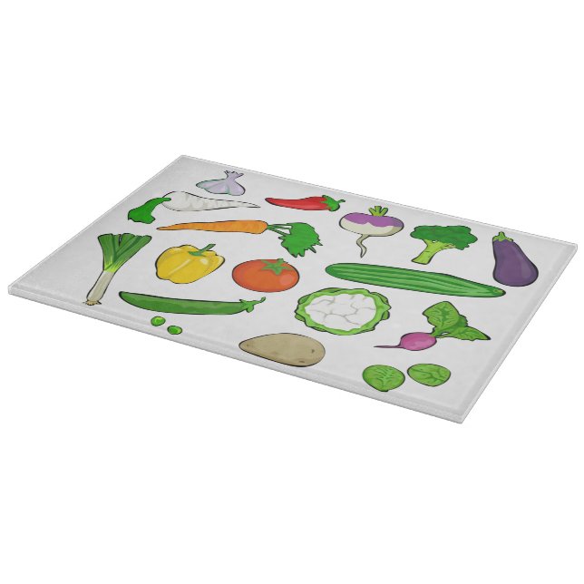 Mixed Vegetables Illustrations Cutting Board (Corner)