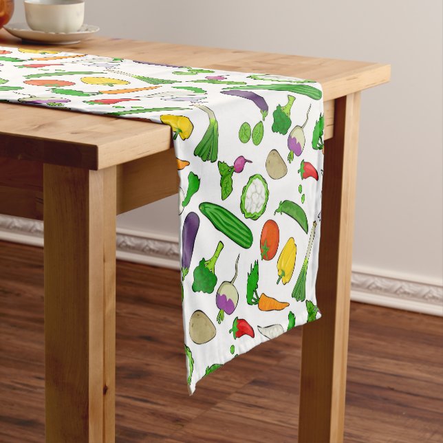 Mixed Vegetables Pattern Illustrations Short Table Runner (In Situ)