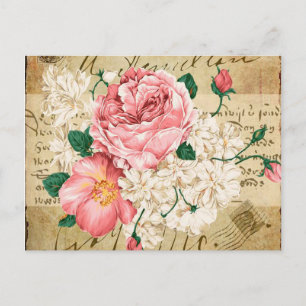 Mixed Vintage floral cute postcard