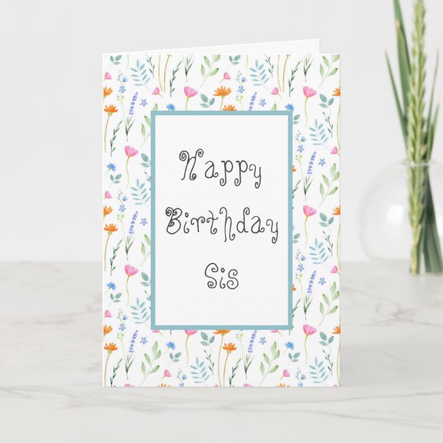 Mixed Watercolor Wildflowers Flowers Pattern Card (Front)