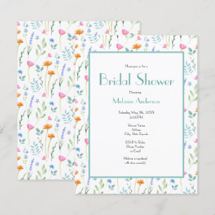 Mixed Watercolor Wildflowers Pattern Invitation
