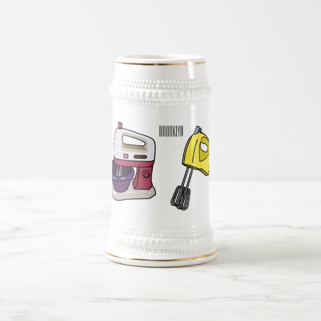 Mixer cartoon illustration  beer stein (Center)