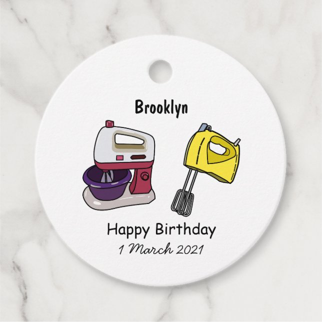 Mixer cartoon illustration favour tags (Front)