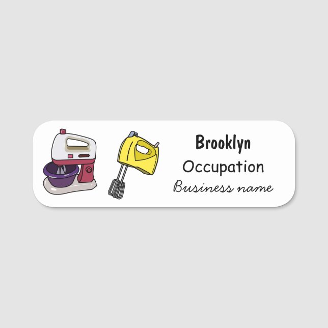 Mixer cartoon illustration  name tag (Front)