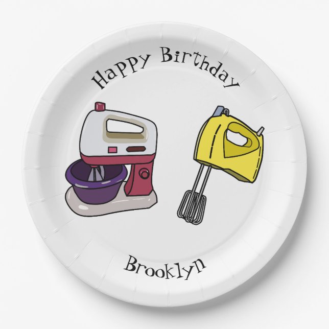Mixer cartoon illustration  paper plate (Front)