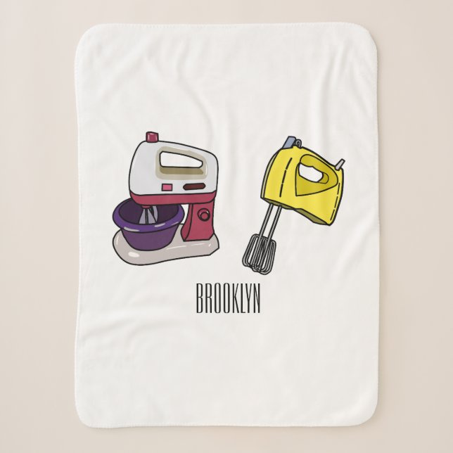Mixer cartoon illustration sherpa blanket (Front)