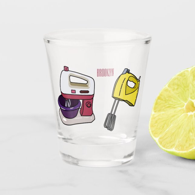 Mixer cartoon illustration  shot glass (Front)