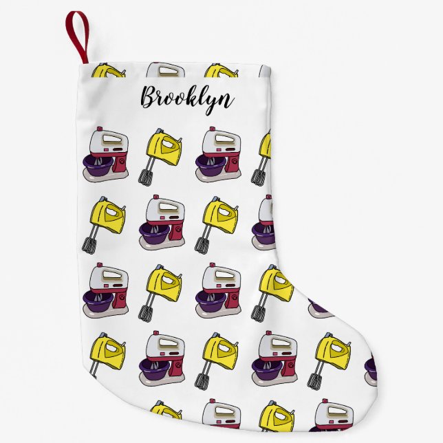 Mixer cartoon illustration small christmas stocking (Front)