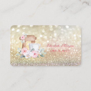 Mixer Flowers Elegant Bokeh Bakery  Business Card