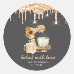 Mixer Sunflowers Drips Bakery   Classic Round Sticker