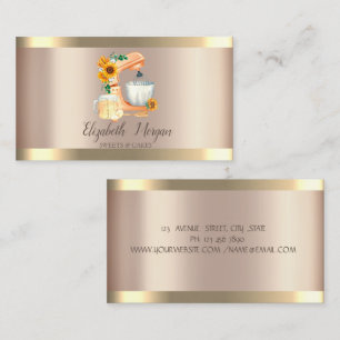 Mixer Sunflowers Gold Stripes Bakery Business Card