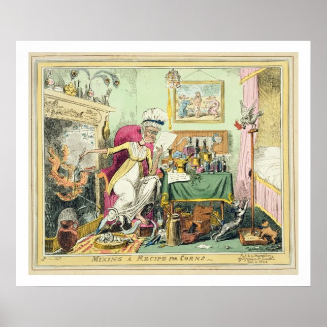 Mixing a Recipe for Corns, published by G. Humphre Poster (Front)