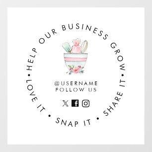 Mixing bow Bakery Social media follow Window Cling
