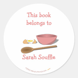 Mixing Bowl Customized Cookbook Bookplate Sticker
