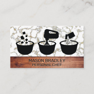 Mixing Bowls Gold Marble Wood Trim Business Card