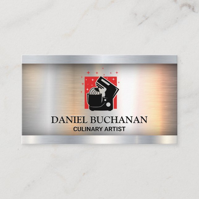 Mixing Machine | Metallic Business Card (Front)