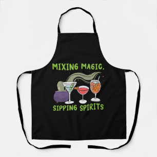 Mixing Magic Sipping Spirits Bartender Halloween Apron
