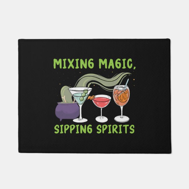 Mixing Magic Sipping Spirits Bartender Halloween Doormat (Front)