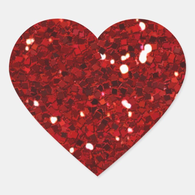MIXMATCH CANDYAPPLE RED WHITE GLITTER BACKGROUND T HEART STICKER (Front)