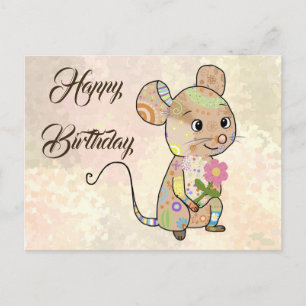 Mixmaus mit Blümchen Postcard