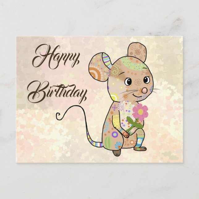 Mixmaus mit Blümchen Postcard (Front)