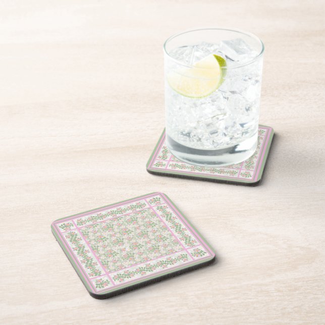 Mix'n'match Pink Dogrose Patterns: Set of Coasters (Right Side)