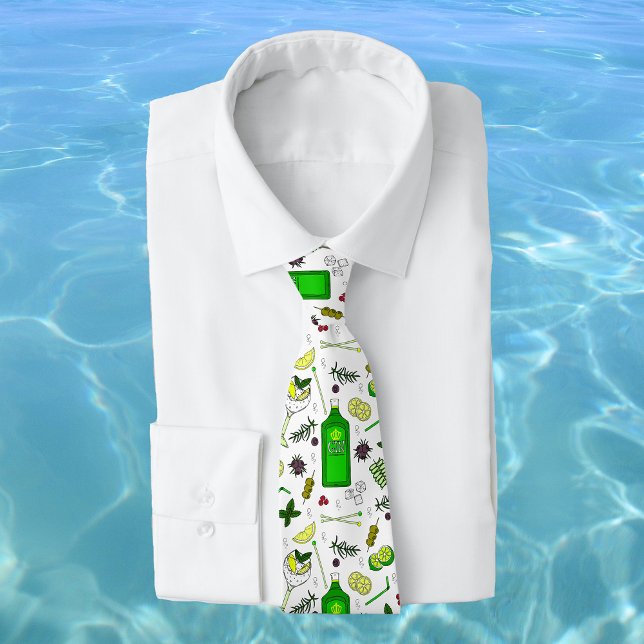 Mixologist Martini Cocktails Gin Tonic Drinks Tie (Creator Uploaded)