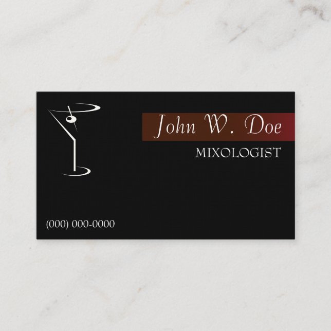 Mixology Bartender Business Cards (Front)