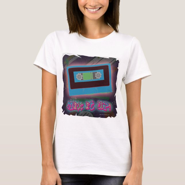 Mixtape Madness Epic Retro Music Cartoon Slogan T-Shirt (Front)
