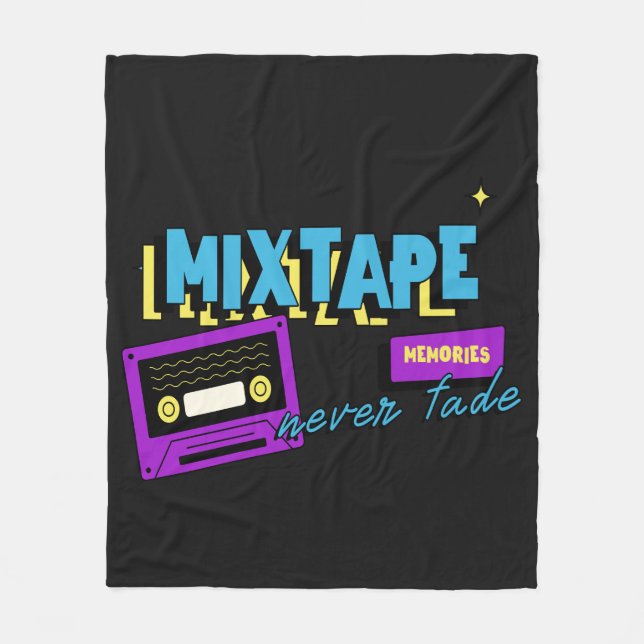 Mixtape Memories Retro Cassette Nostalgia Fleece Blanket (Front)