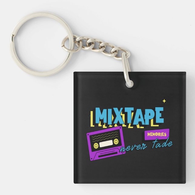 Mixtape Memories Retro Cassette Nostalgia Keychain (Front)