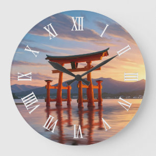 Miyajima Floating Torii Itsukushima Shrine Travel Large Clock