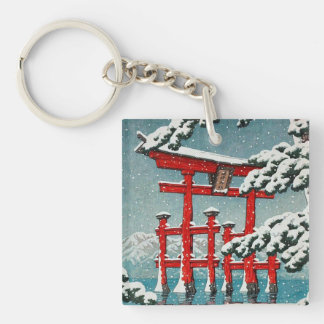 Miyajima in Snow Hasui Kawase Torii Gate Art Keychain